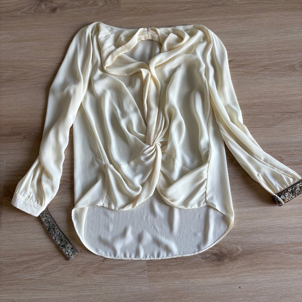 Zara blouse with beaded and rhinestone-embellished sleeves, size S.z